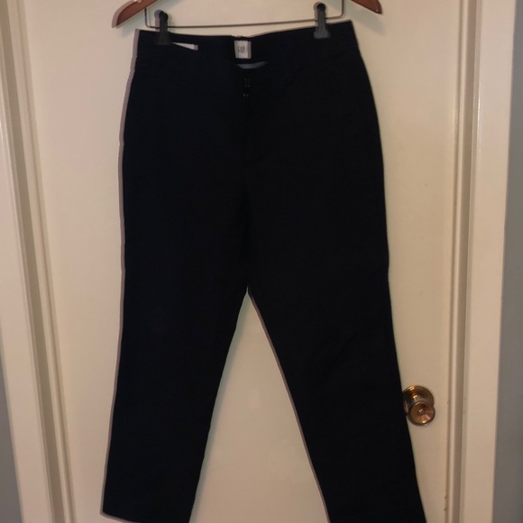 Navy blue slim cropped pants - Picture 1 of 4